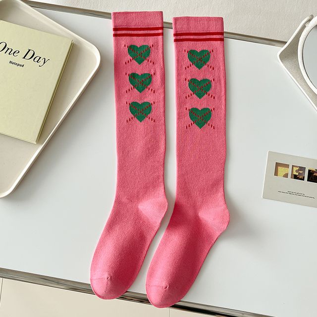 Heart Print Tall Socks SpreePicky