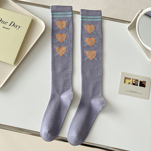 Heart Print Tall Socks SpreePicky