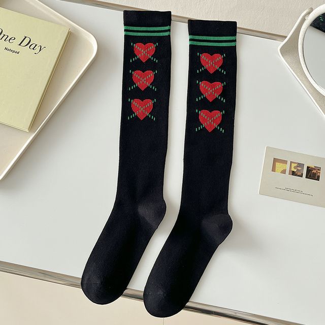 Heart Print Tall Socks SpreePicky