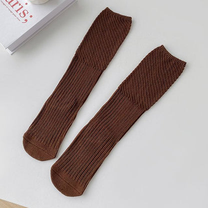 Plain Ribbed Knit Socks SpreePicky