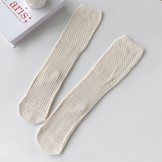 Plain Ribbed Knit Socks SpreePicky