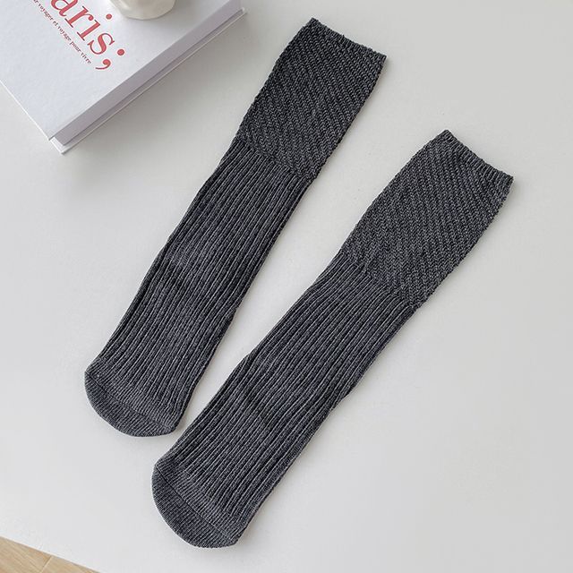 Plain Ribbed Knit Socks SpreePicky