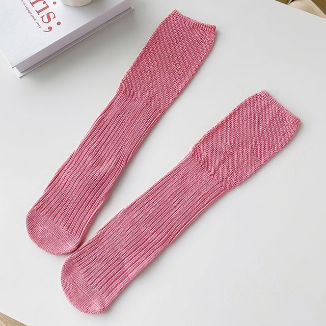 Plain Ribbed Knit Socks SpreePicky