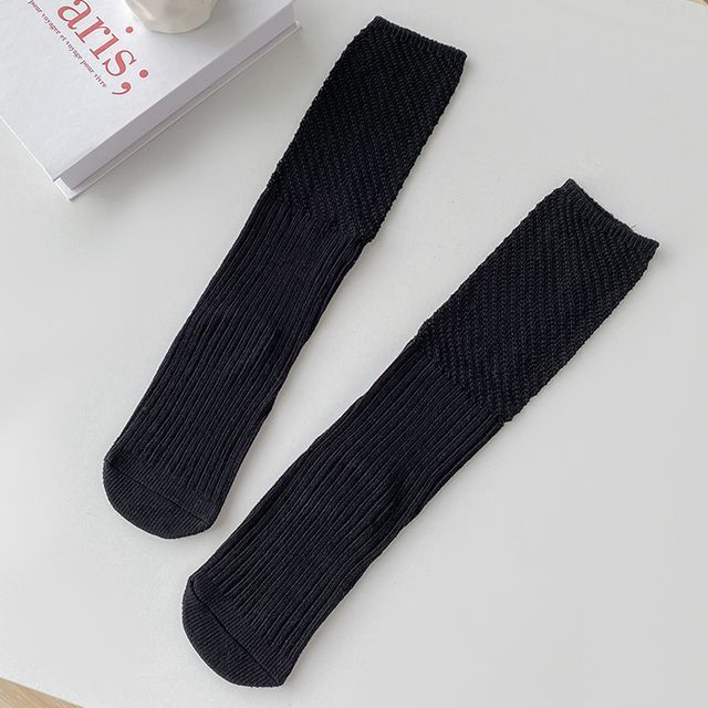 Plain Ribbed Knit Socks SpreePicky