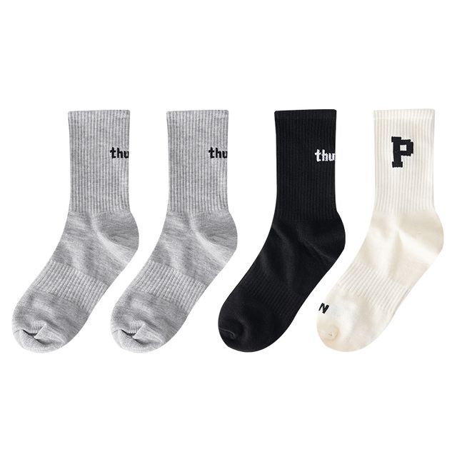 Set of 4 Pairs: Lettering Ribbed Socks SpreePicky