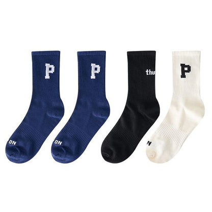 Set of 4 Pairs: Lettering Ribbed Socks SpreePicky