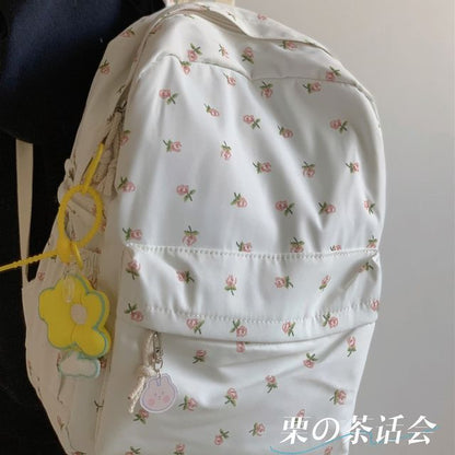 Floral Multi-Pocket Backpack / Bag Charm / Set SpreePicky