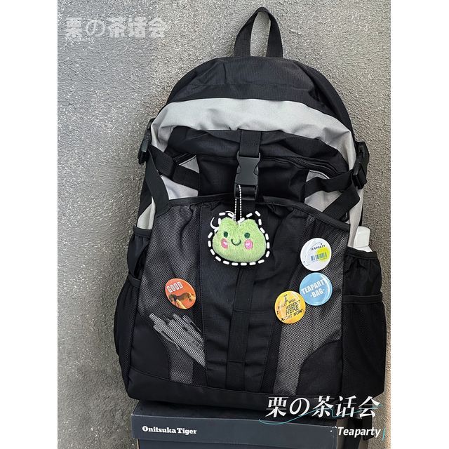 Mesh Panel Multi-Pocket Backpack / Bag Charm / Set SpreePicky