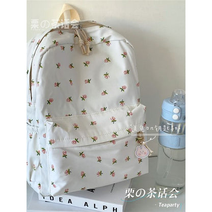 Floral Multi-Pocket Backpack / Bag Charm / Set SpreePicky