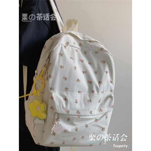 Floral Multi-Pocket Backpack / Bag Charm / Set SpreePicky