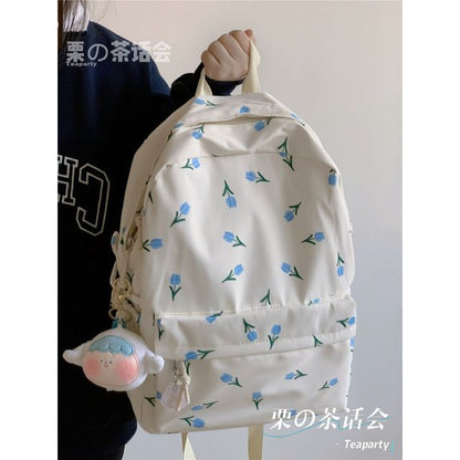 Floral Multi-Pocket Backpack / Bag Charm / Set SpreePicky