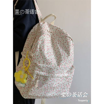 Floral Multi-Pocket Backpack / Bag Charm / Set SpreePicky