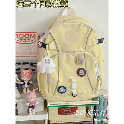 Cat Embroidered Multi-Pocket Backpack / Bag Charm / Set SpreePicky