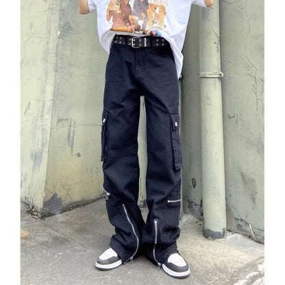 Low Waist Straight-Fit Boot-Cut Cargo Pants SpreePicky