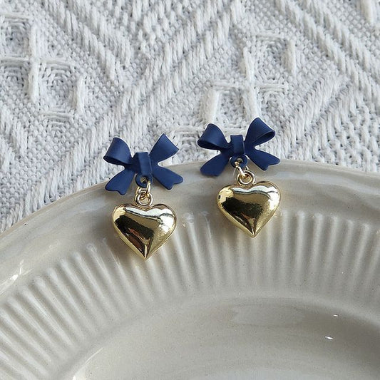 Bow Heart Drop Earring SpreePicky