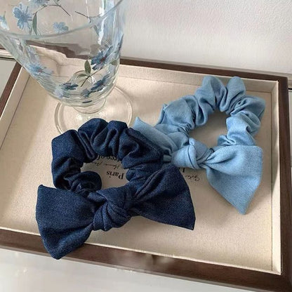 Bow Denim Scrunchie SpreePicky