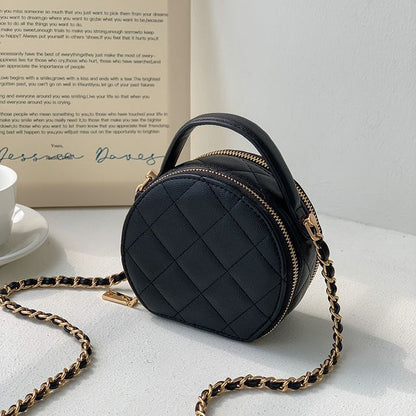 Faux Leather Quilted Round Crossbody Bag SpreePicky