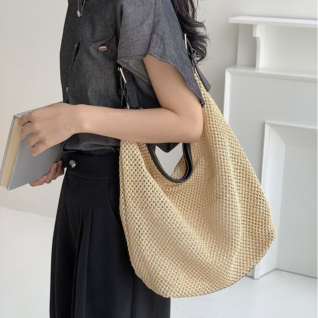 Woven Buckled Tote Bag SpreePicky