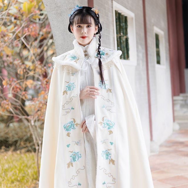 Flower Embroidered Midi Capelet SpreePicky