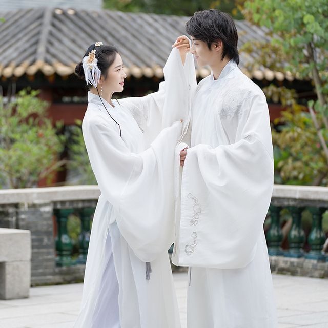 Couple Matching Embroidered Hanfu Blouse / Light Jacket / Pants / Belt SpreePicky