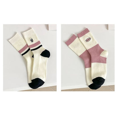 Set of 2 Pairs: Printed Ribbed Socks SpreePicky