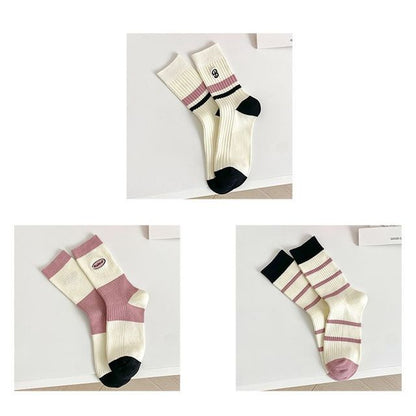 Set of 2 Pairs: Printed Ribbed Socks SpreePicky