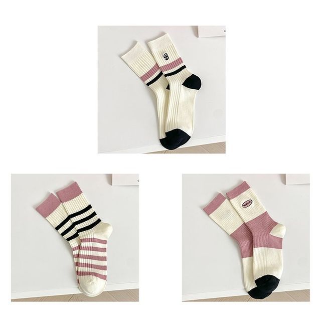 Set of 2 Pairs: Printed Ribbed Socks SpreePicky