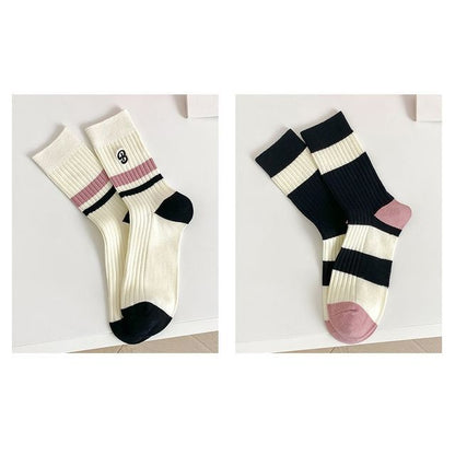 Set of 2 Pairs: Printed Ribbed Socks SpreePicky