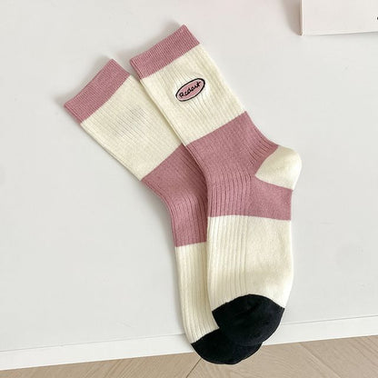 Set of 2 Pairs: Printed Ribbed Socks SpreePicky