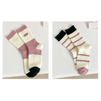 Set of 2 Pairs: Printed Ribbed Socks SpreePicky