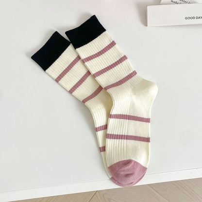 Set of 2 Pairs: Printed Ribbed Socks SpreePicky