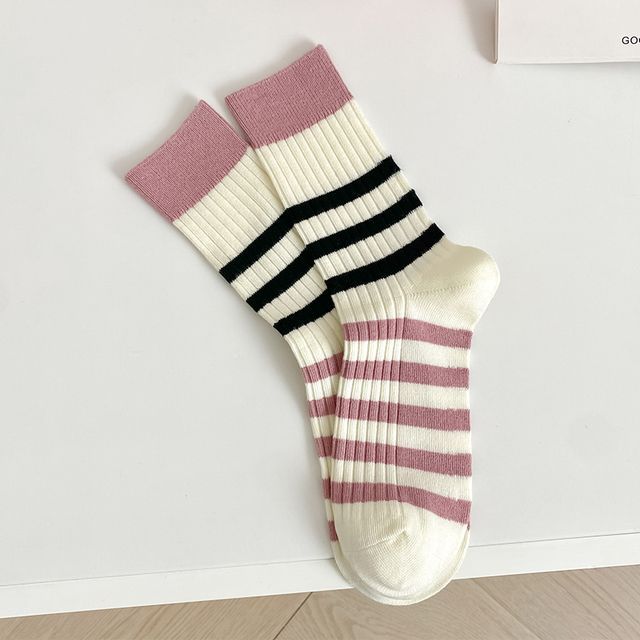 Set of 2 Pairs: Printed Ribbed Socks SpreePicky