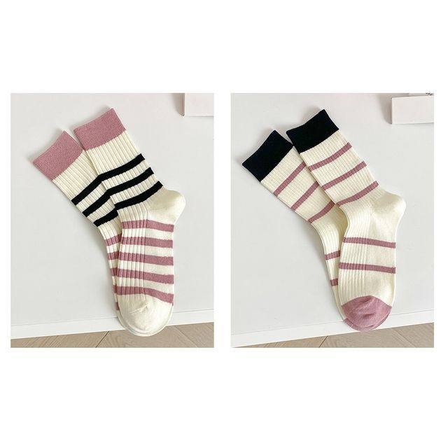 Set of 2 Pairs: Printed Ribbed Socks SpreePicky