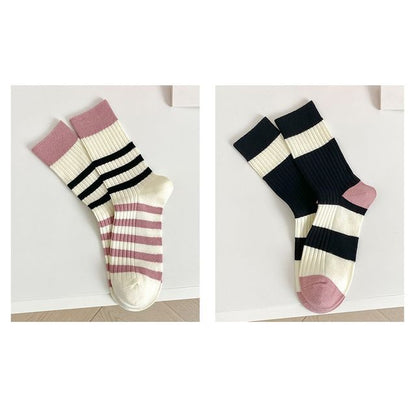 Set of 2 Pairs: Printed Ribbed Socks SpreePicky