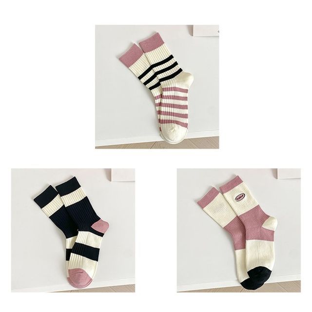 Set of 2 Pairs: Printed Ribbed Socks SpreePicky