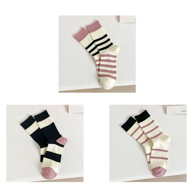 Set of 2 Pairs: Printed Ribbed Socks SpreePicky