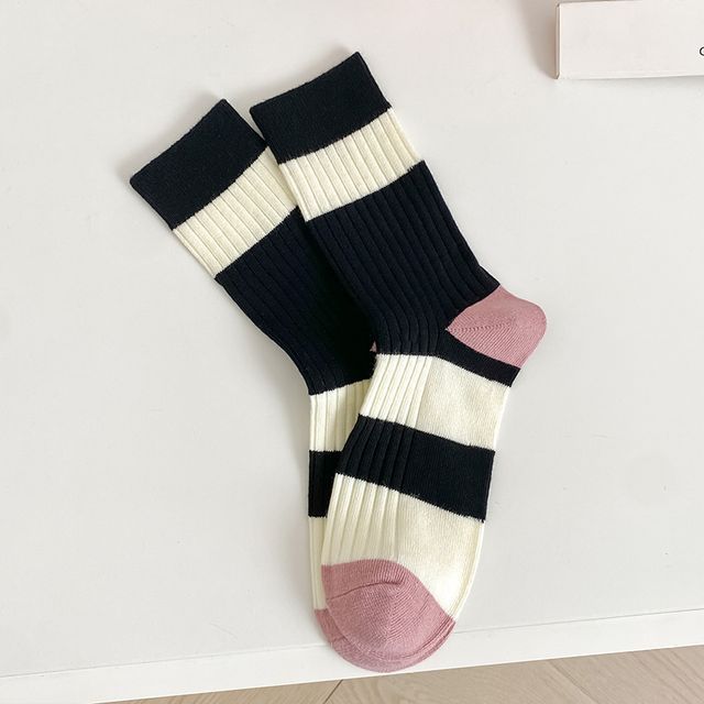 Set of 2 Pairs: Printed Ribbed Socks SpreePicky