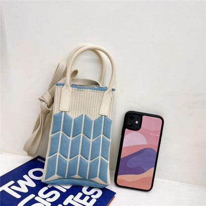 Patterned Knit Mobile Phone Crossbody Bag SpreePicky