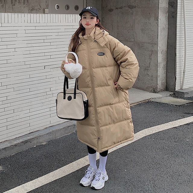 Hooded Plain Puffer Coat SpreePicky