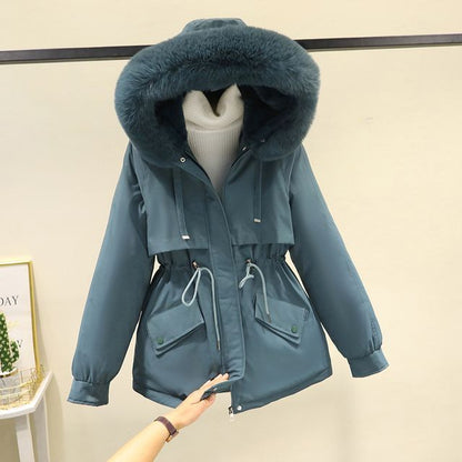 Fluffy Hooded Plain Puffer Jacket SpreePicky