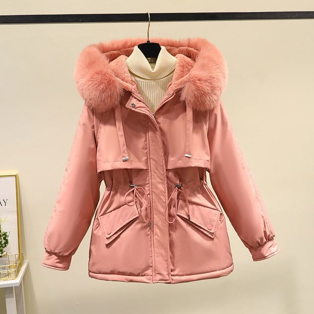 Fluffy Hooded Plain Puffer Jacket SpreePicky