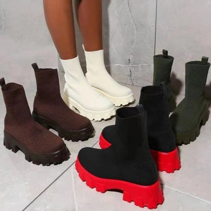 Platform Chunky Heel Sock Boots mySite