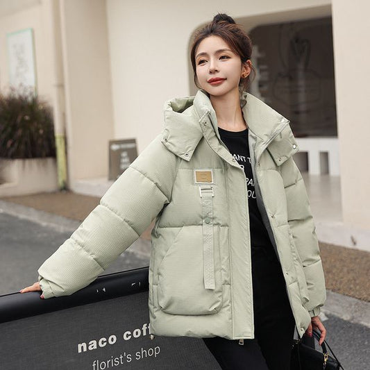 Applique Hooded Zip Puffer Jacket SpreePicky