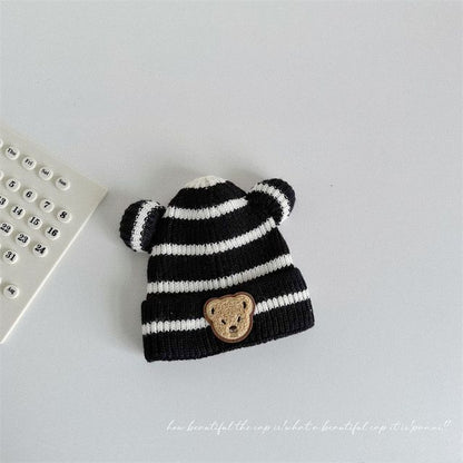 Ear Accent Striped Beanie SpreePicky