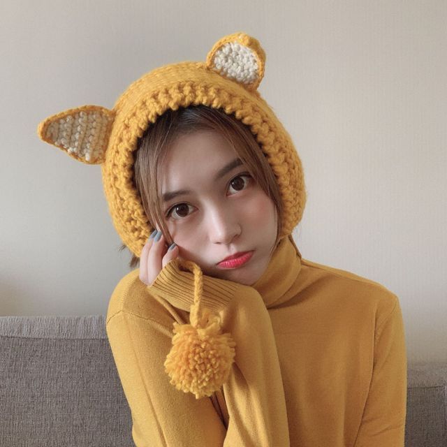 Fox Ear Knit Beanie SpreePicky