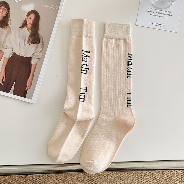 Set Of 2 Pairs: Lettering Socks SpreePicky