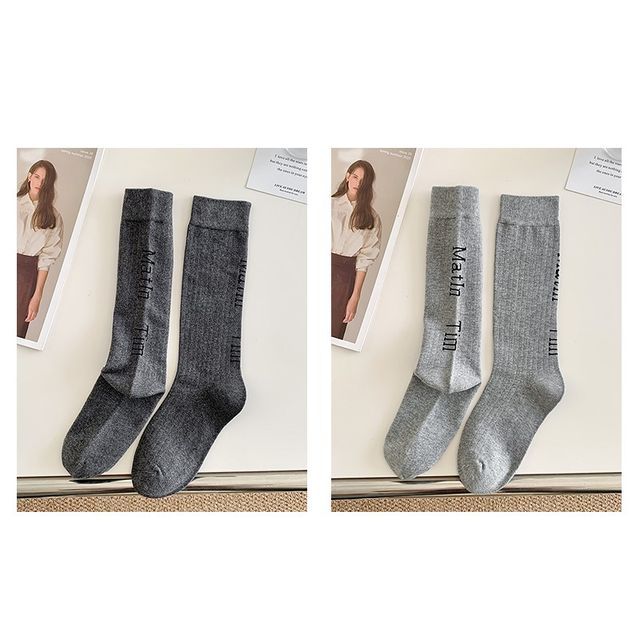 Set Of 2 Pairs: Lettering Socks SpreePicky