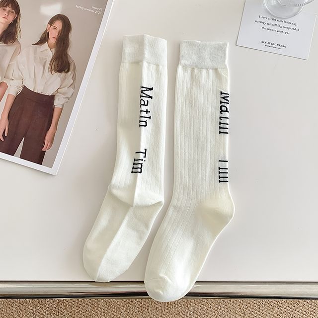 Set Of 2 Pairs: Lettering Socks SpreePicky