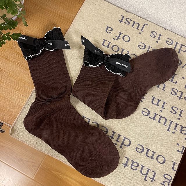 Lettering Bow Socks SpreePicky