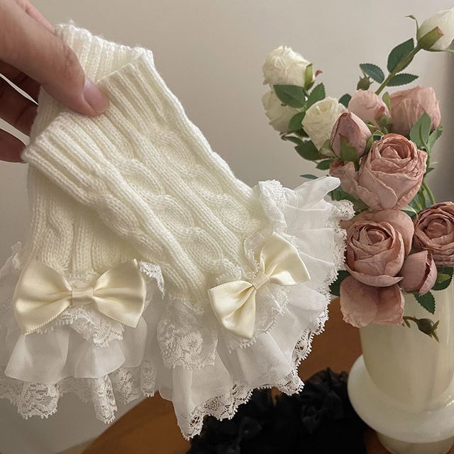 Lace Ruffle Knit Arm Sleeves SpreePicky